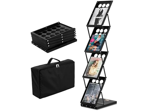 Foldable Magazine Display Rack, 4-Tier Brochure