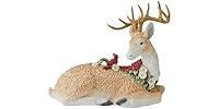 Fitz and Floyd Poinsettia Holiday Deer Figurine Cookie Jar