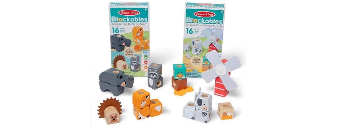 Melissa & Doug Blockables Farm and Woodland 2-Pack