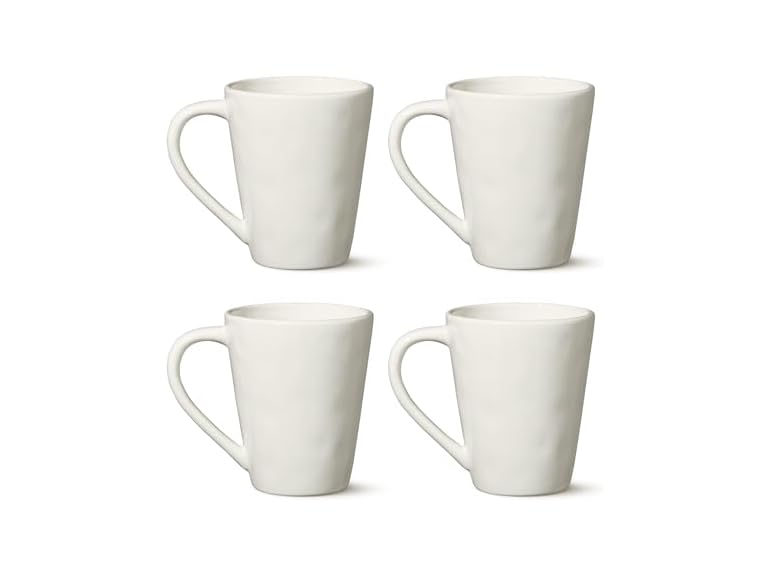 Linen Cream 14 oz Stoneware Mugs Set of 4