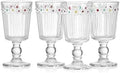 Darbie Angell Painted Daisy Tall Goblet Glasses Set of 4