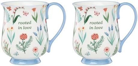 Oneida Coffee Mug Set, First Blooms Blue Mugs 2 Pieces