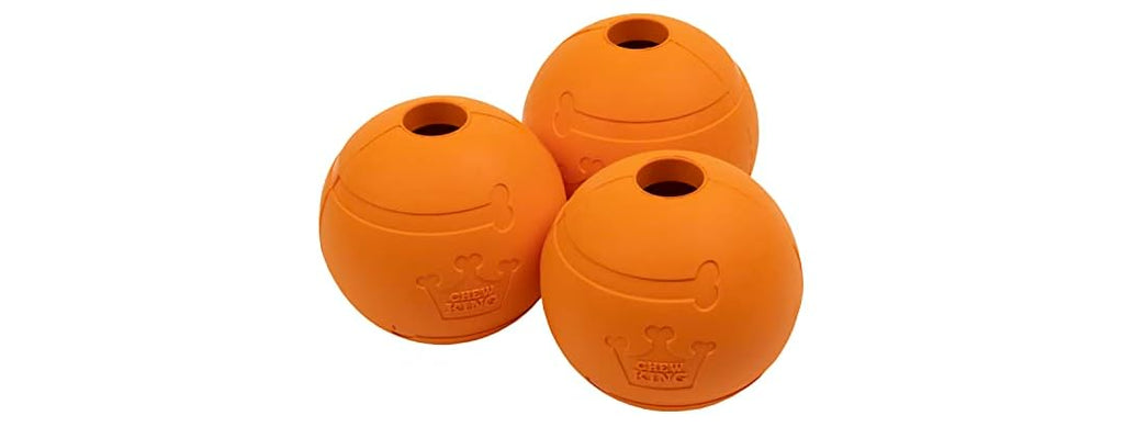 Chew King Dog 2.5" Bacon Flavor Rubber Balls 3 Pk