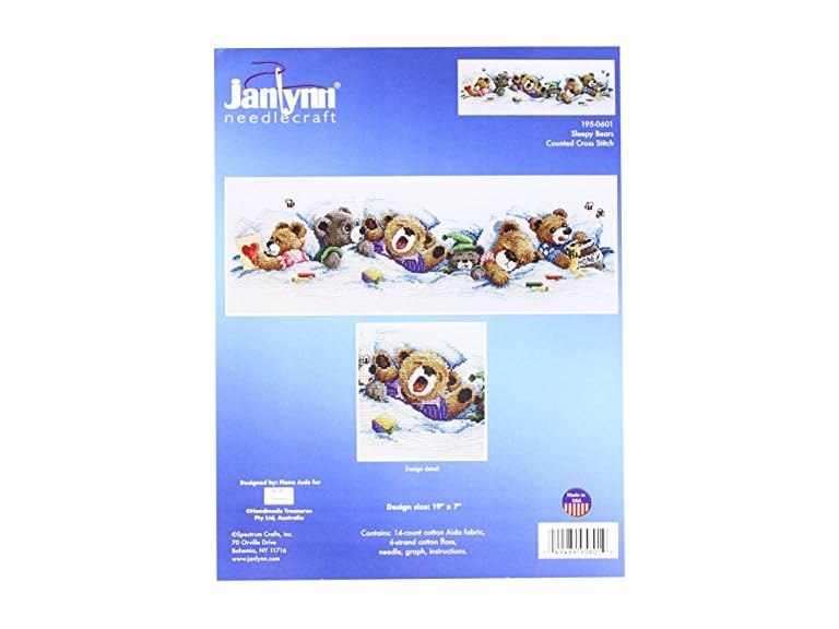 Janlynn Sleepy Bears Cross Stitch Kit