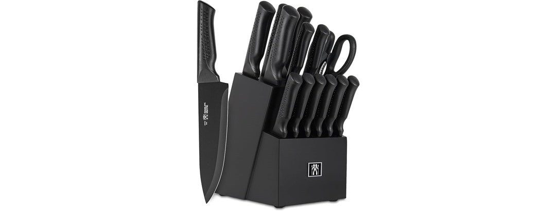 15-Piece Kitchen Knife Set w/ Block- Black