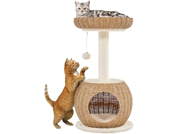 Yaheetech Cat Tree, 29.5in Rattan Cat Tower
