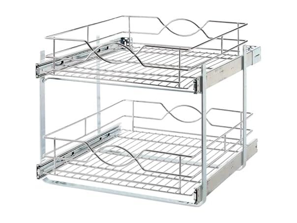 Double-Tier Wire Pull Out Kitchen and Bath Storage Basket