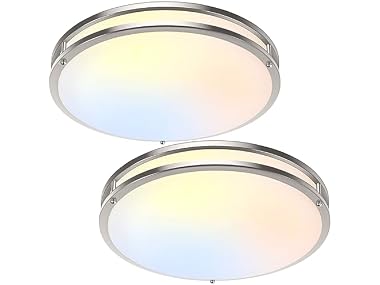 TOBUSA 16in 50W LED Flush Mount Ceiling Lights 5600lm, 2 Pack