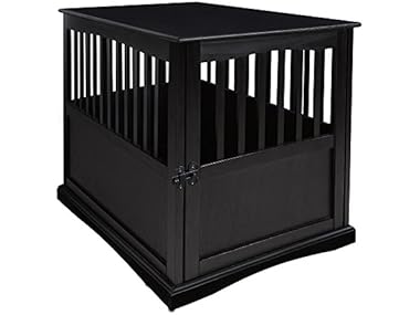 Casual Home Wooden Large Pet Crate, End Table- Black