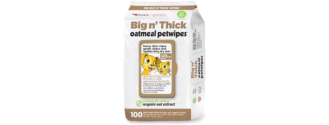 Petkin Pet Wipes for Dogs and Cats, Oatmeal, 100 Wipes