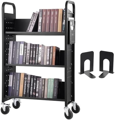 Book Cart, 330 lbs Library Cart, 31.1" x 15.2"