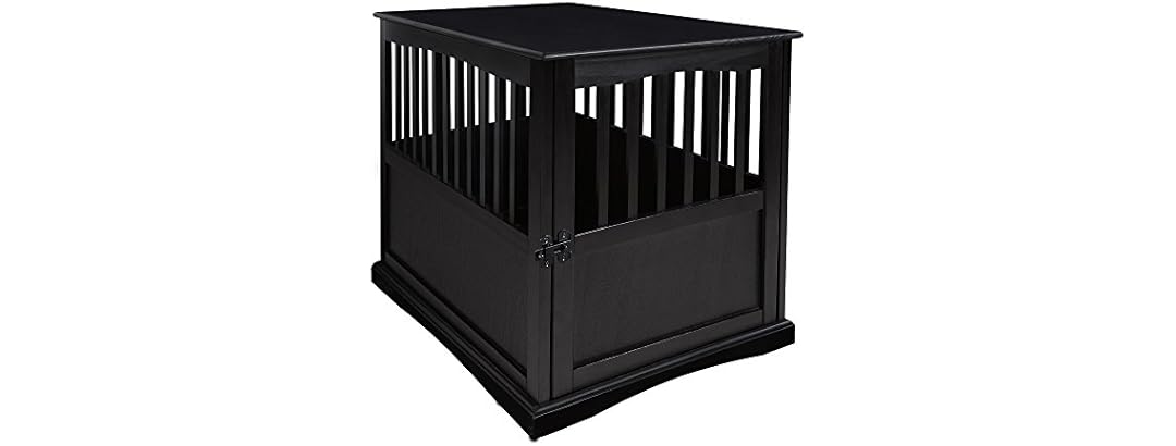 Casual Home Wooden Large Pet Crate, End Table- Black