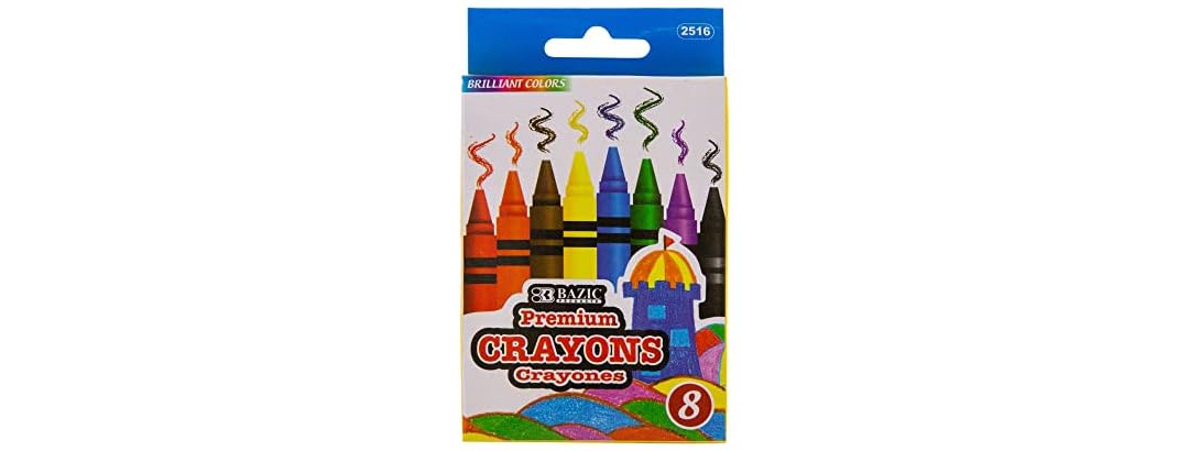 BAZIC 8-Color Premium Crayons Case of 24