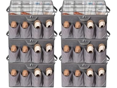 STORAGEIDEAS Fabric Shoe Organizer for Close Grey, 6 Pack