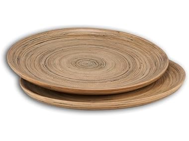LEXA 12" Bamboo Round Serving Tray Set
