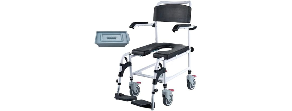 Shower Commode Wheelchair with 4 Lockable
