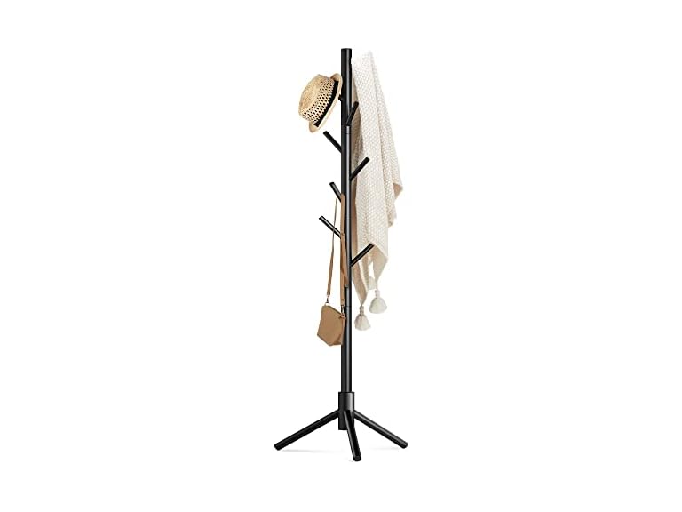 Wooden Coat Rack Stand With 8 Hooks