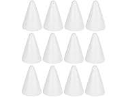 12-Pc White Foam Cones for DIY Crafts