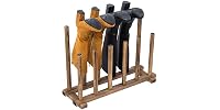 MyGift Rustic Burnt Brown Solid Wood Floor Standing Boot Holder Rack
