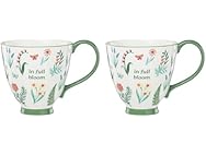 Oneida Coffee Mug Set, First Blooms Green Mugs 2 Pieces