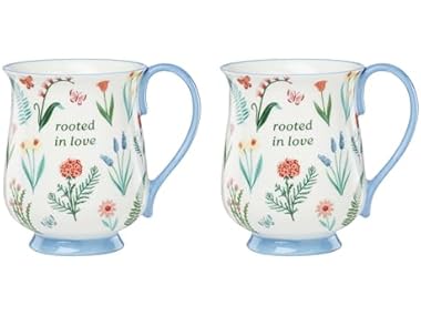Oneida Coffee Mug Set, First Blooms Blue Mugs 2 Pieces