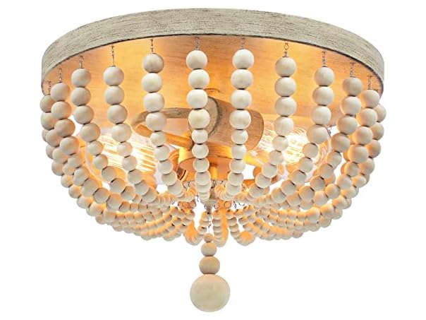 VerRon Farmhouse Wood Beaded Chandelier
