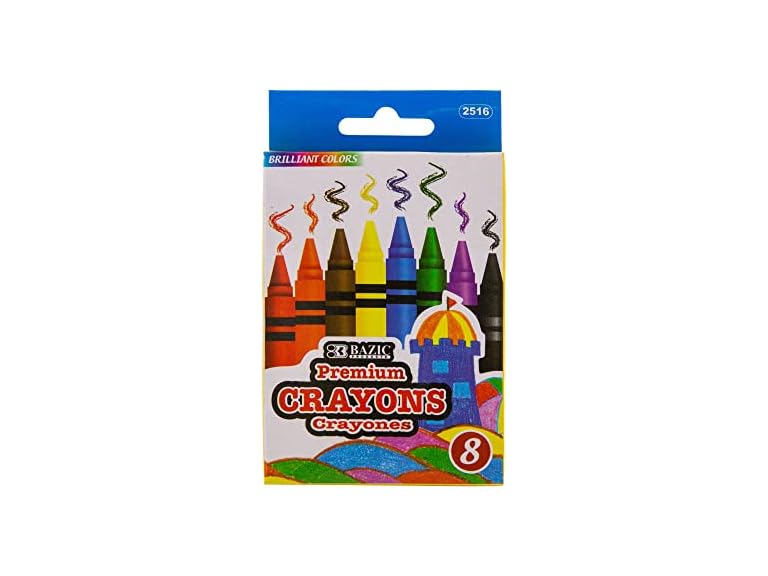 BAZIC 8-Color Premium Crayons Case of 24