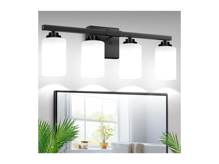 4-Light Bathroom Light Fixtures, 27" Modern Vanity Lights