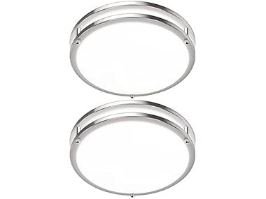 GoBright 2Pk 12" LED Ceiling Light, Nickel