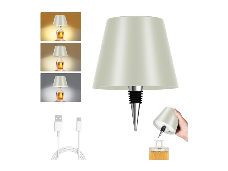 Beige Shade Wireless Bottle Lamp