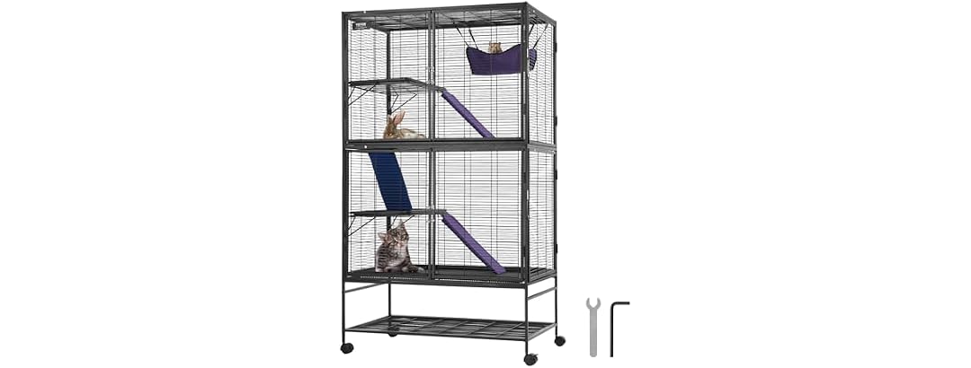 VEVOR 64.6" Rolling Metal Ferret Cage