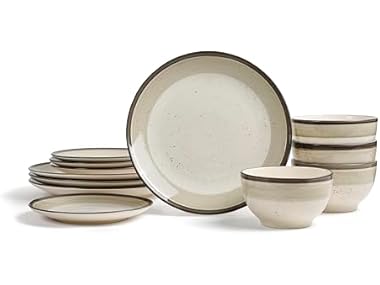 Earth & Clay Harlow 12-Piece Dinnerware Set Earthenware, Beige