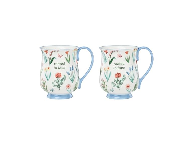 Oneida Coffee Mug Set, First Blooms Blue Mugs 2 Pieces