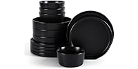 Stone Lain Celina Stoneware 12-Piece Dinnerware Set, Black