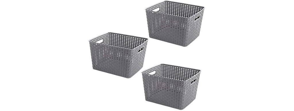 Woven Plastic Storage Baskets 3-Pack