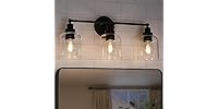GEPOW Bathroom Wall Light Fixtures, 3-Light Black