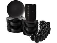 64-Pc Modern Dinnerware Set for 16, Black