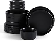 Stone Lain Celina Stoneware 12-Piece Dinnerware Set, Black