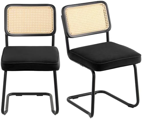 Rattan Dining Chairs Set of 2, Mid Century