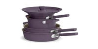 BELLA 9-Piece StoreMore Cookware Set Plum