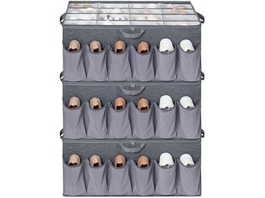 STORAGEIDEAS Extra Large Fabric Shoe Organizer Grey, 3 Pack