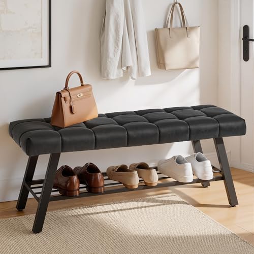 Lue Bona 45" Entryway Bench Black