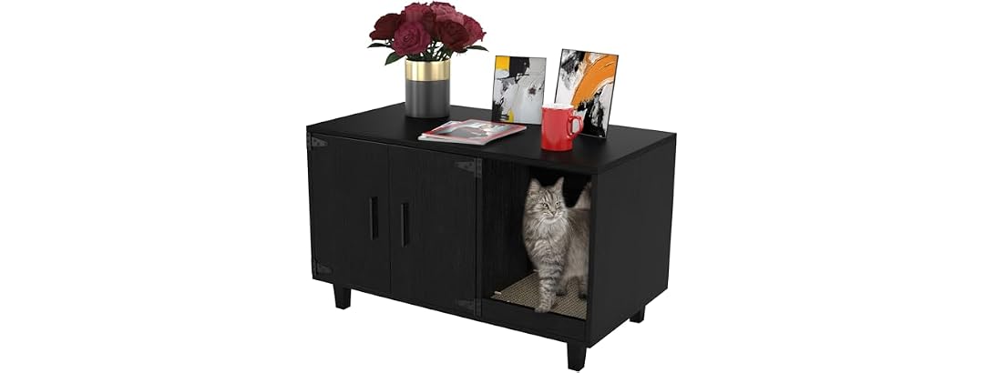 GDLF Modern Wood Pet Crate Cat Washroom Hidde