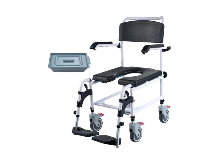 Shower Commode Wheelchair with 4 Lockable