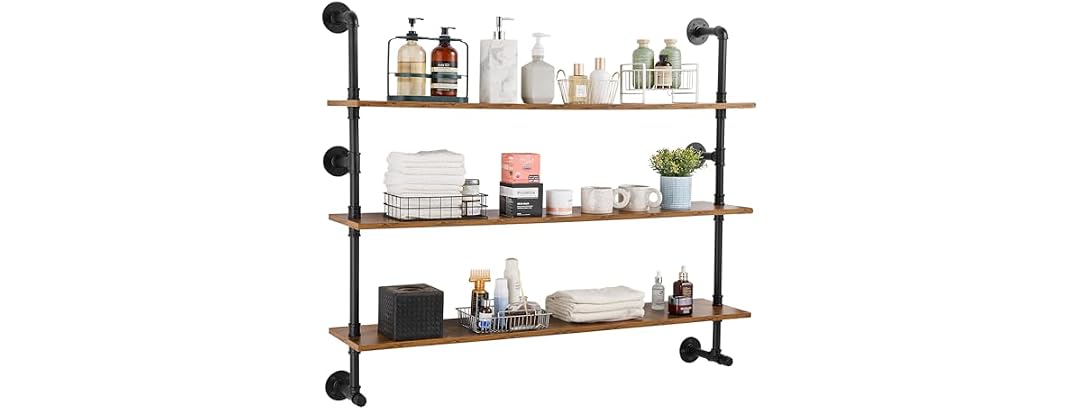 Industrial Pipe Shelf, 2 Tier 24x7.87in