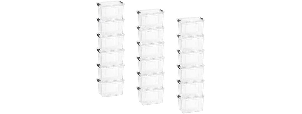 Superio Clear Storage Box with Lid, 2.5 Quart 18 Pack