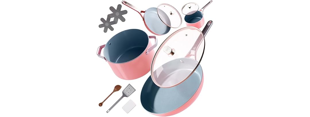 Greater Goods 12pc Ceramic Set, Coral Pink