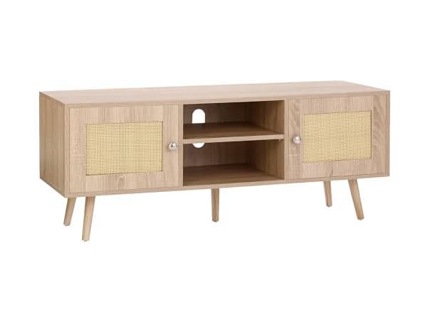 Rattan TV Stand, Mid Century Modern 65inch