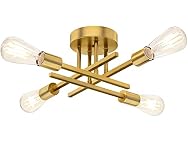 TOBUSA Gold Semi Flush Mount Ceiling Light Fixture