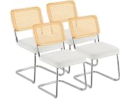 Rattan Dining Chairs Set of 4, Mid Century